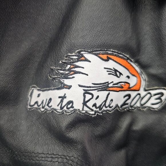 100% Leather Live to Ride American Eagle Biker Jacket Sz XL Leather Vintage Moto - Picture 4 of 16